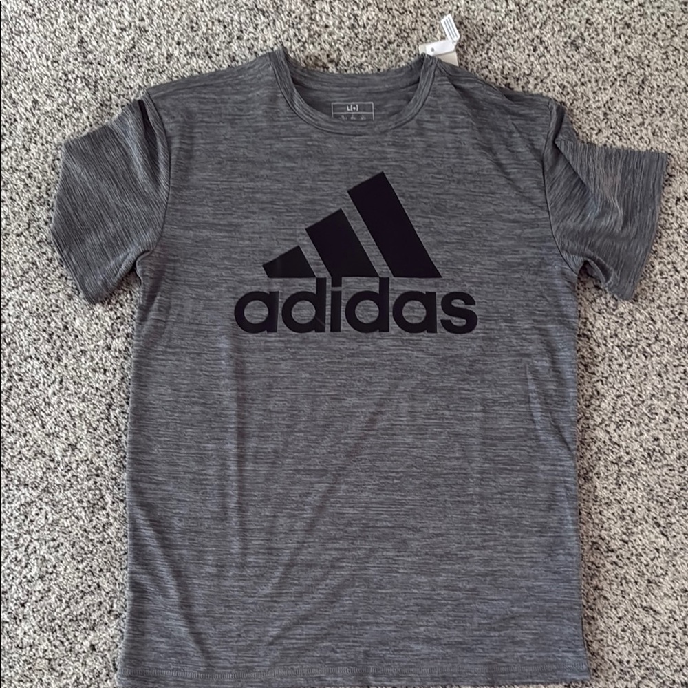 Adidas Heather Gray Tee with Black Logo